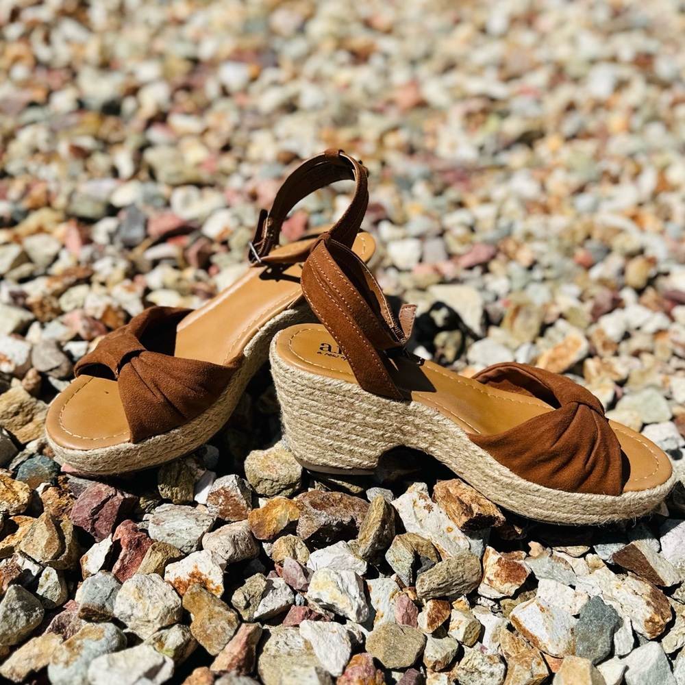a.n.a Tan Espadrille Wedge Sandals